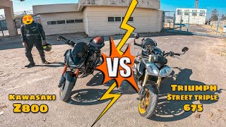 Drag Race Kawasaki Z800❤️ vs Triumph Street Triple 675🔥|Comparison #kawasaki #superbike #dragrace