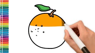 Draw an orange fruit for children | Bolalar uchun apelsin mevasini chizish | Menggambar buah jeruk