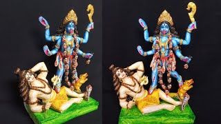 Complete Kali Idol Making and Painting Process with Clay | Step-by-Step Tutorial" কালি ঠাকুর বানানো।