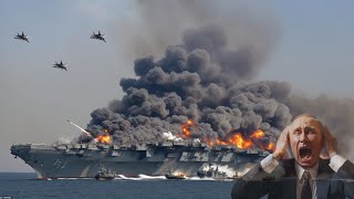 Horrifying Moment, Giant Aircraft Carrier Carrying 150 Russian KA-52s Destroyed by US F-16s in the B