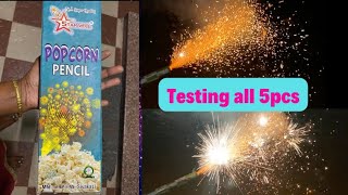 Crackers Testing| Popcorn Pencil| Testing all 5pcs #crackers #sivakasi #premiercrackers #testing