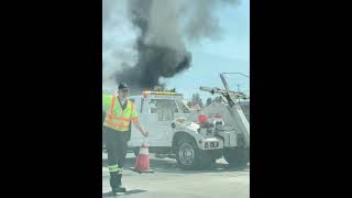 Omg BMW got fire 🔥#omg #fire #carros #5freeway#losangeles #sad #newcar #burnout #smoke #cars