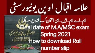 M.A/MSC exam date sheet spring 2021 /M.A/MSC exam start date