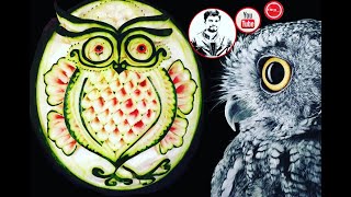 how to carve OWL in watermelon? | THAICARVING | FRUITCAVING - தமிழன்