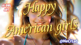 [4K]  AI Art,  AI Lookbook, Beautiful Happy American girls