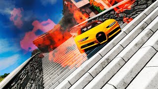 THE GRAND STAIRCASE VS BUGATTI VEYRON!!! | BeamNG Drive #beamng #crashesbeamng #buggati #stairs