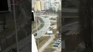 Russian Military Vehicle Runs Over a Civilian Car Driver Survives Incident