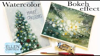 Bokeh Effect Watercolor- Christmas/Holiday Card ideas