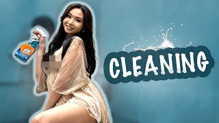 [4K USA] Mirror Cleaning | Transparent White Dress Try-On Haul with Mee Yung