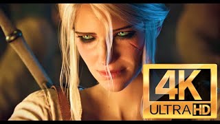 4K AI REMASTER Witcher 3 Gwent Cinematic Geralt & Ciri