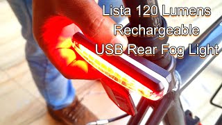 Lista 120 Lumens Rechargeable USB Rear Fog Light