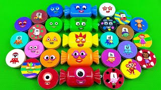 Rainbow SLIME: Looking Numberblocks, Alphablocks, Alphabet Lore with Circle, Candy Coloring - ASMR