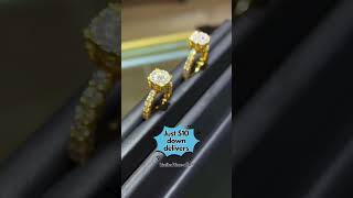 clean diamond and 14kt gold bridal cluster rings