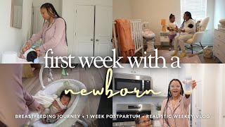 First Week With A Newborn | *realistic* Breastfeeding Struggles + 1 Week Postpartum + Mom of 2