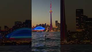 🤩💯CN Tower view from Toronto Centre Island 🇨🇦😍 #cntower #toronto #torontoislands #placestovisit