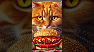 A Cat eats a VERY SPICY burger 🔥🌶️. #cat #catlover #kitten #catshorts #catvideos #cute