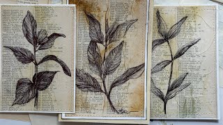 Using tracing paper to create vintage botanicals.