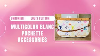 Unboxing Louis Vuitton Multicolor Monogram Blanc Pochette Accessories