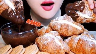 ASMR WHIPPED CREAM CROISSANT + NUTELLA  생크림 크루아상 초콜릿에 찍먹 EATING SOUNDS MUKBANG / NO TALKING