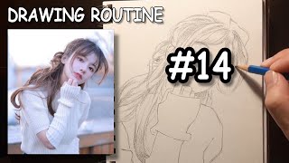 Learning how to draw a pretty girl with the Loomis Method, step by step - Drawing Routine #14