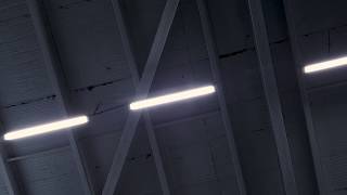 Free 4K Royalty Free Stock Video: Fluorescent lights on industrial ceiling (2)