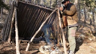 24-HOUR Bushcraft tour and shelter building and cooking in the wild (ASMR)