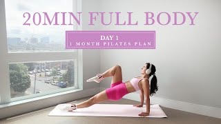 DAY 1 - 1 Month At Home Pilates Plan // 20MIN Lean & Toned Full Body // madeleineabeid