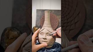 Sculpting a face on a bottle #claysculpture #faery #apothecary #medicinebottle #clay #ceramics