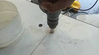 Let's carefully drill a hole in a tile floor | how to hole in tile without cracking