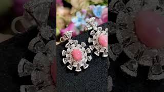 Luxury 4ct Conch Bead Earring with Diamonds, Classic Design, Visit Our Website for More Fine Jewelry