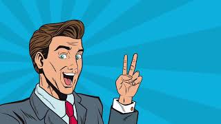 Happy Man In Suit Giving Peace Sign  -  Pop Art  -  Cartoon Motion Graphics  -  Background Video