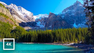 4K Moraine Lake Ambience with Birdsong and Gentle Waves | Canadian Rockies | Relaxing Nature Sounds