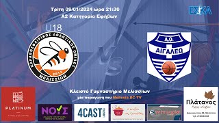 2023-24 Α2 ΕΦΗΒΩΝ Μελίσσια U18 - Αιγάλεω 94-76 (10/01/2024) HIGHLIGHTS