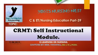 C & ET/ NE 39| CRMT : Self instructional module. SIM