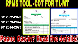 New RPMS PPST / COT Rating Sheet