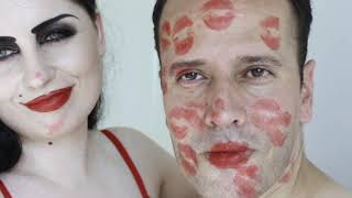 Goth Girl Covers Boyfriend in Lipstick Kiss Marks 2💄💋💄💋💄💋 ASMR Kisses💋💋💋口紅キス