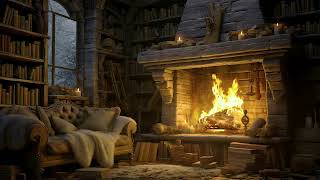 Cozy Ambience with Snowfall, Smooth Jazz, and Fireplace Sounds for Relaxation and Sleep ⛄