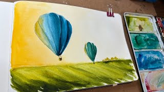 Watercolor Journal Day 86 (Hot Air Balloons)