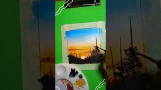 اسهل طريقه لرسم منظر طبيعي بالالوان الاكريليك #esraaartstudio #acrylicpainting