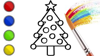 How To Draw a Cute Christmas Tree 🌲 Easy | Drawing and Coloring For Kids and Toddlers