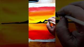 full sunrise morning acrylic painting technique | acrylic of Sunrise Morning sky Ocean