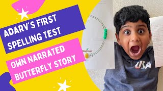 First Spelling Test 🧑‍🏫| Adharv Narrated Butterfly story | Unedited video 😍 | #TeluguVlogsFromUSA