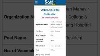 VMMC Jobs Notification 2024: Apply Offline for 204 Junior Resident #job