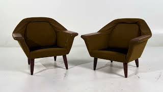 P.I. Langlo Mid Century Norwegian Teak Lounge Chairs - Pair