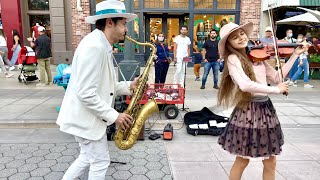 "DANCE MONKEY" - STREET VIOLIN & SAX PERFORMANCE - Karolina Protsenko (feat. Daniele Vitale Sax)