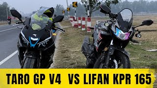 TARO GP V4 VS LIFAN KPR 165 R CARB | DRAG RACE | 0 TO 100 TEST | TARO GP SUPERBIKE 🥵 FEEL