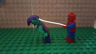 Lego spiderman man vs green goblin