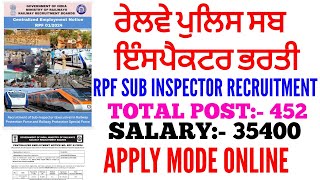 Railway police sub inspector recruitment 2024 | RPF SUB INSPECTOR RECRUITMENT 2024