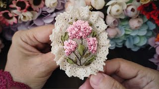 Vintage Lace Ribbon Embroidered Brooch - Easy Brooch Tutorial - Product To Sell - Gift Idea