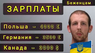 ЗАРПЛАТЫ  УКРАИНСКИХ  БЕЖЕНЦЕВ В  ПОЛЬШЕ В ГЕРМАНИИ И  В КАНАДЕ !